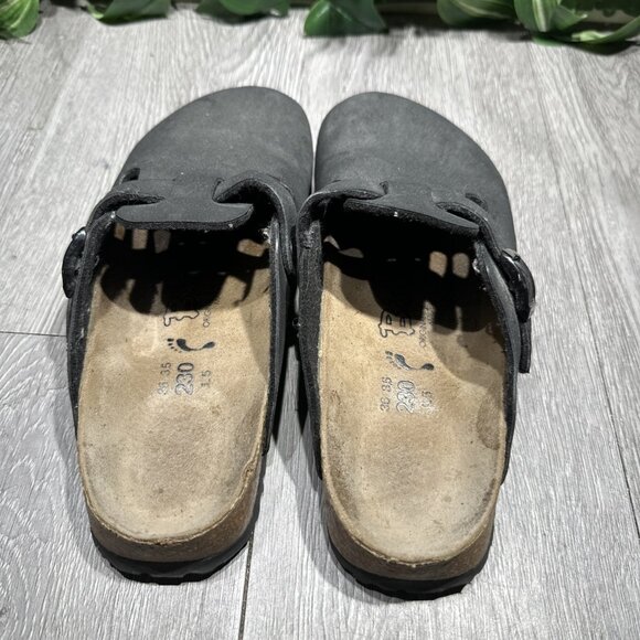 Birkenstock Womens Birkis Boston Clogs Black Birko Flor Leather Size 36 EU 5 US main image 4